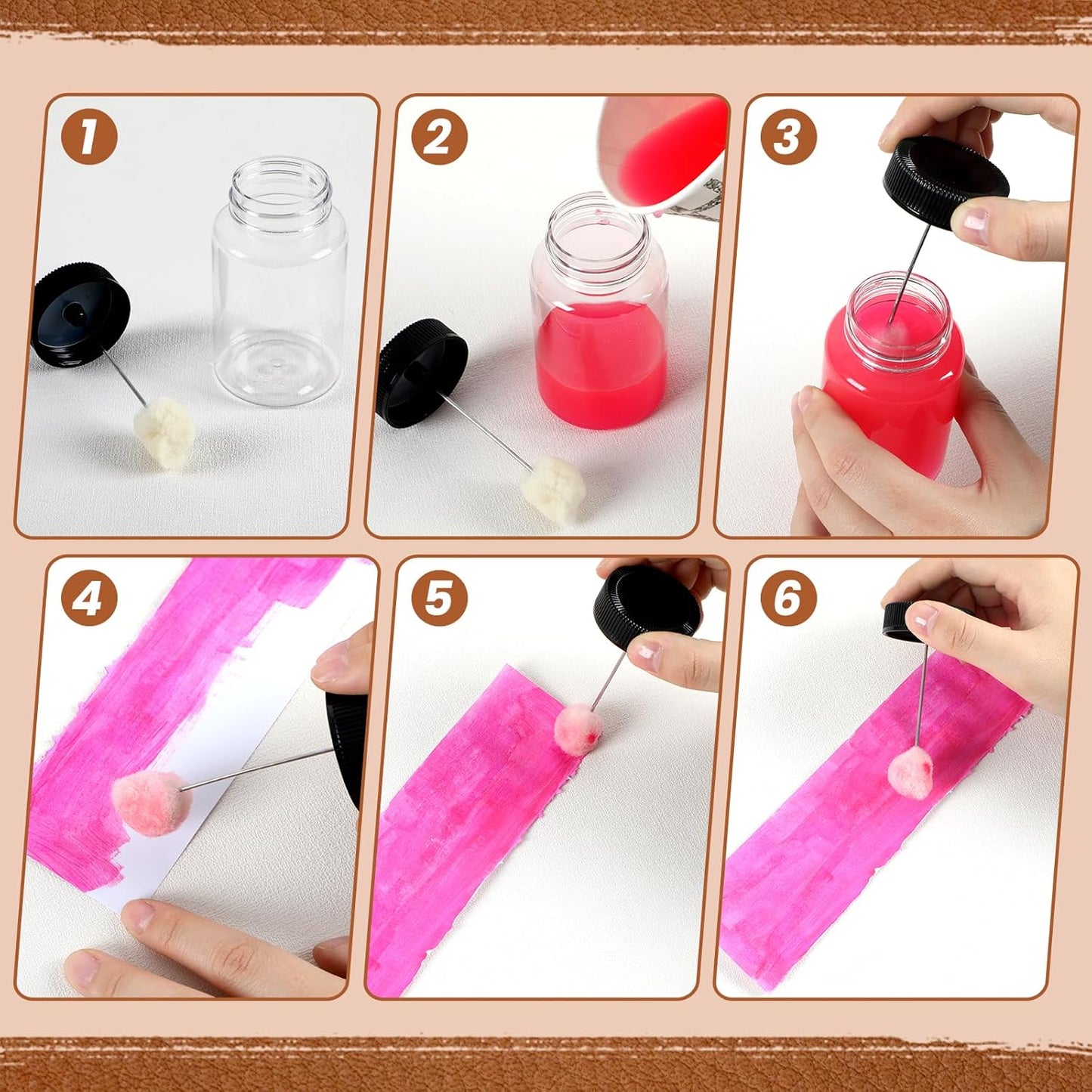 Clear Bottle Wool Daubers with Ball Brush