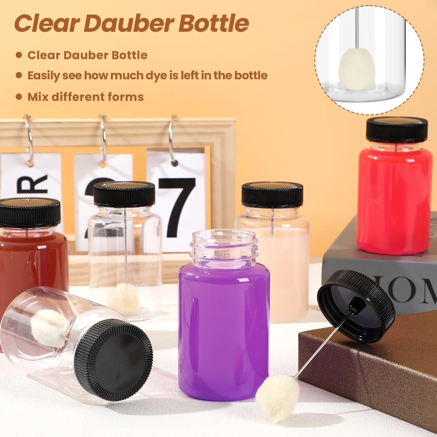 Clear Bottle Wool Daubers with Ball Brush