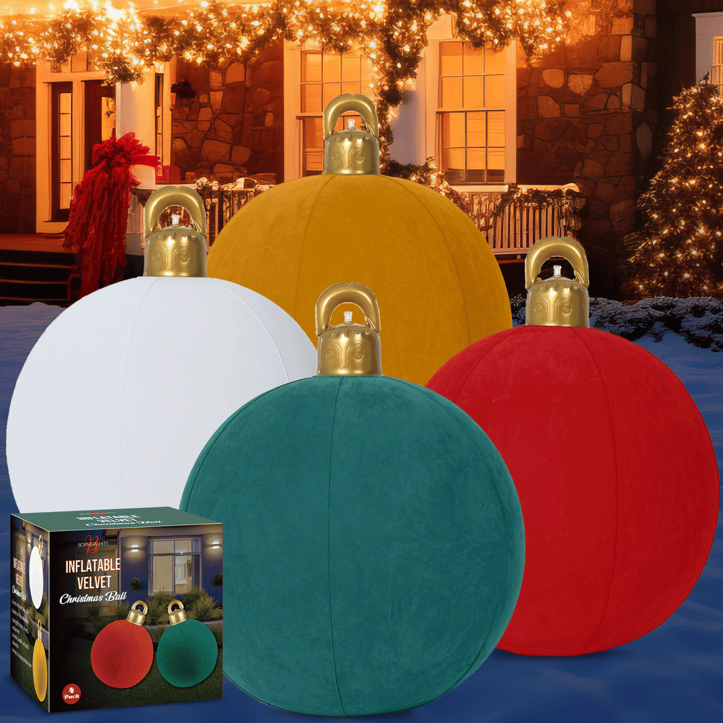 4 Pack 18" Velvet Christmas Inflatable Ball