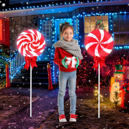 2 Pcs Large Christmas Lollipops Pathway Lights