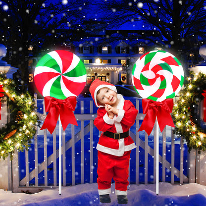 2 Pcs Large Christmas Lollipops Pathway Lights