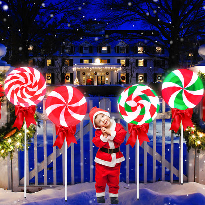 4 Pcs Large Lollipop Christmas Pathway Lights