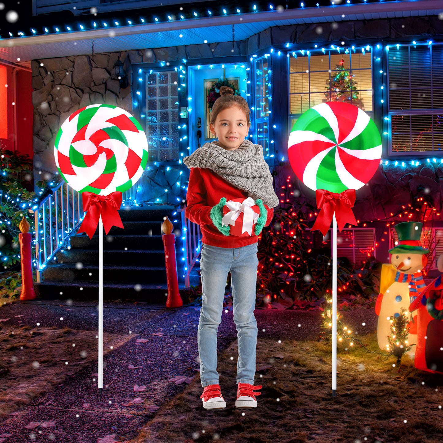 2 Pcs Large Christmas Lollipops Pathway Lights