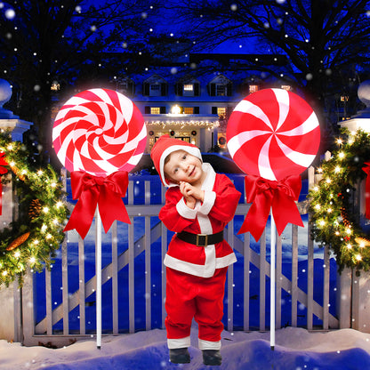 2 Pcs Large Christmas Lollipops Pathway Lights