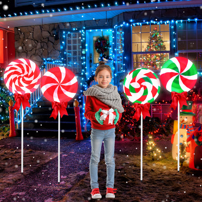 4 Pcs Large Lollipop Christmas Pathway Lights