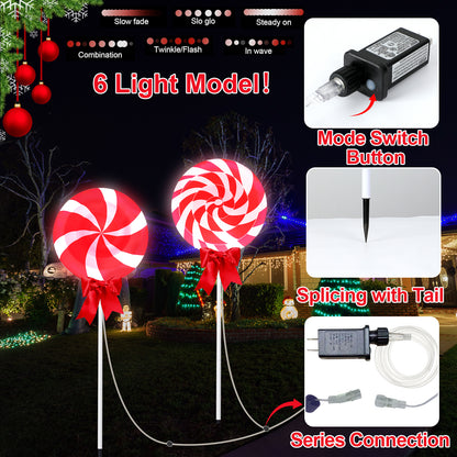 2 Pcs Large Christmas Lollipops Pathway Lights