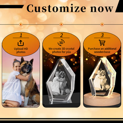 Personalized Dog Memorial Gifts,Custom Pet 3d Crystal Photo