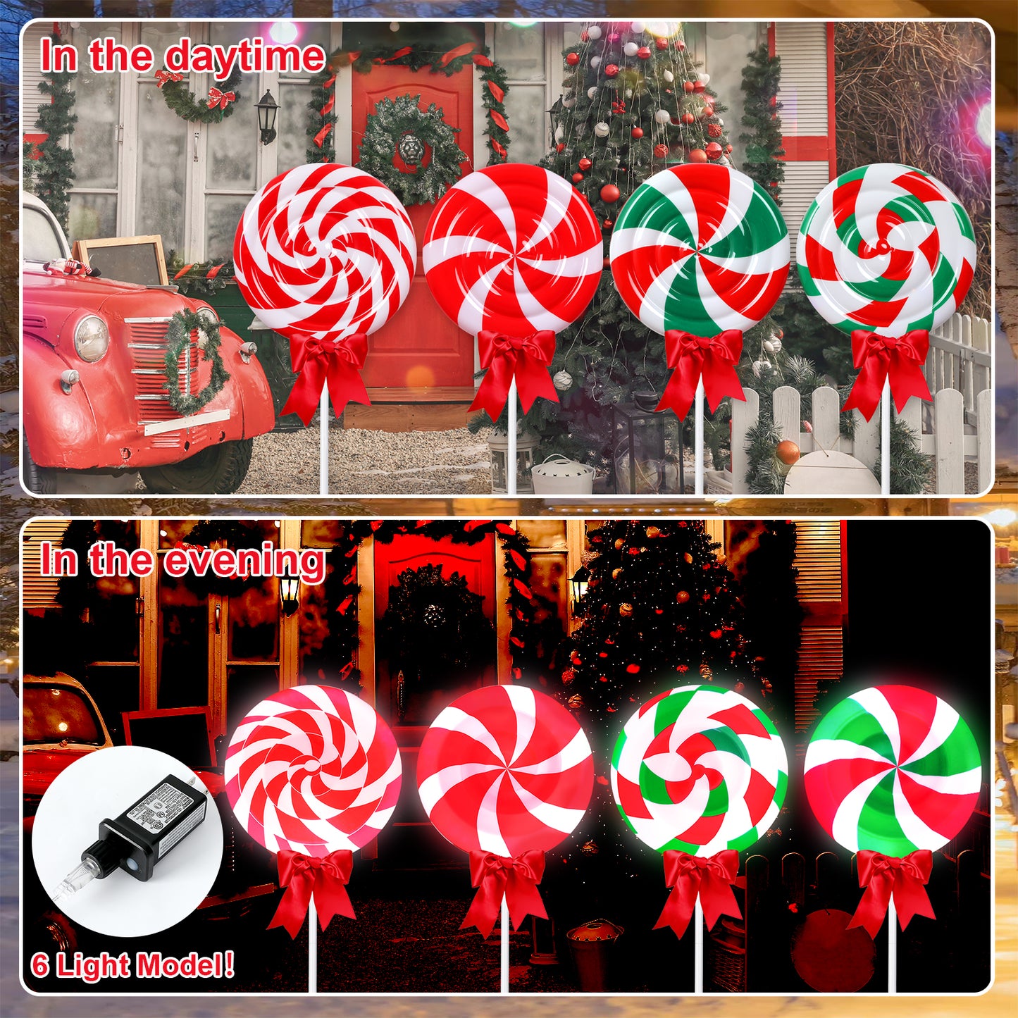 4 Pcs Large Lollipop Christmas Pathway Lights