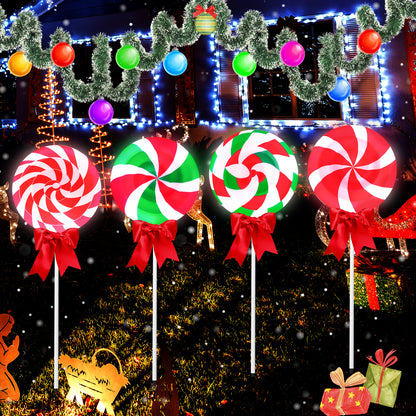 2 Pcs Large Christmas Lollipops Pathway Lights