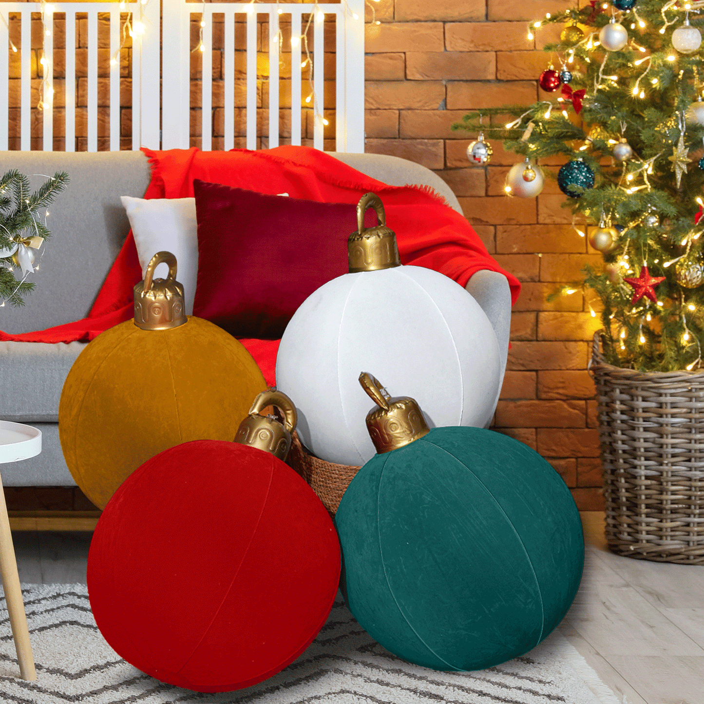 4 Pack 18" Velvet Christmas Inflatable Ball