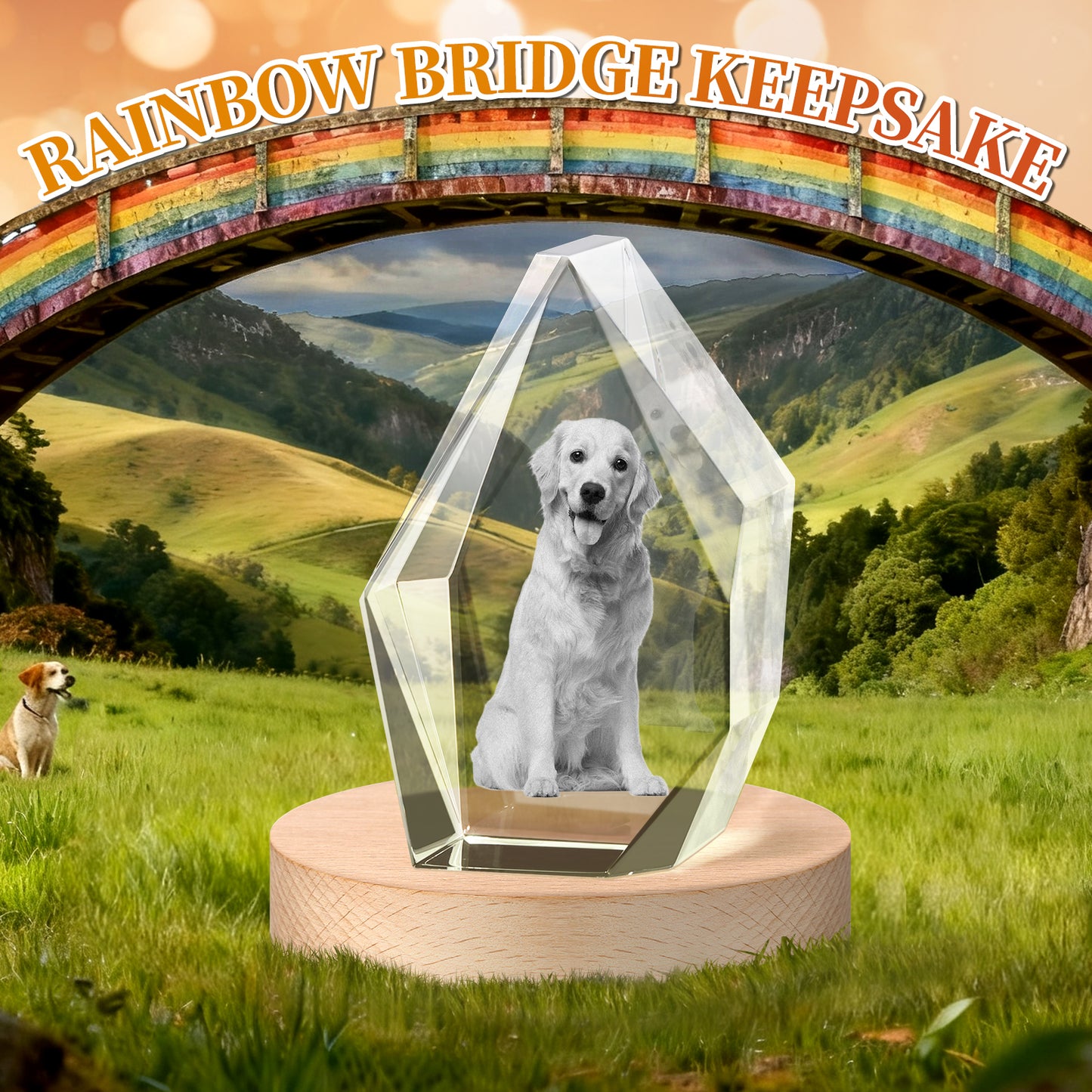 Personalized Dog Memorial Gifts,Custom Pet 3d Crystal Photo