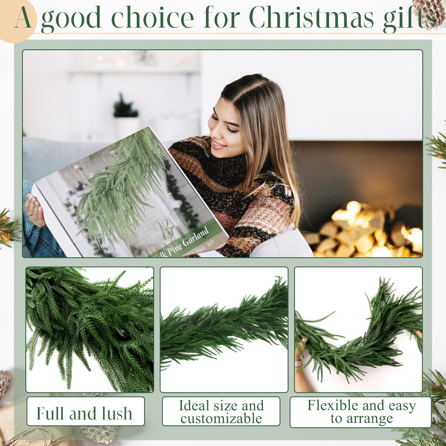 Christmas Artificial Greenery Garland for Fireplace