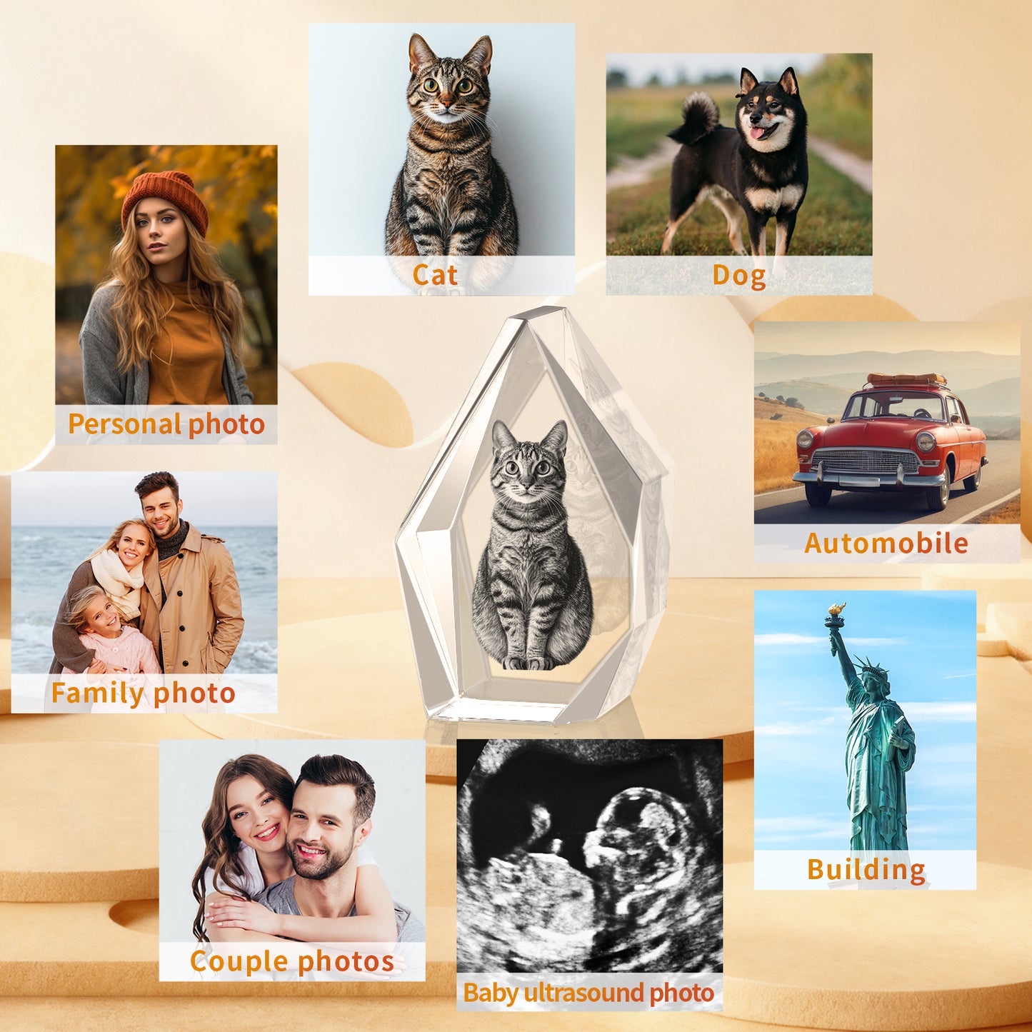Personalized Dog Memorial Gifts,Custom Pet 3d Crystal Photo