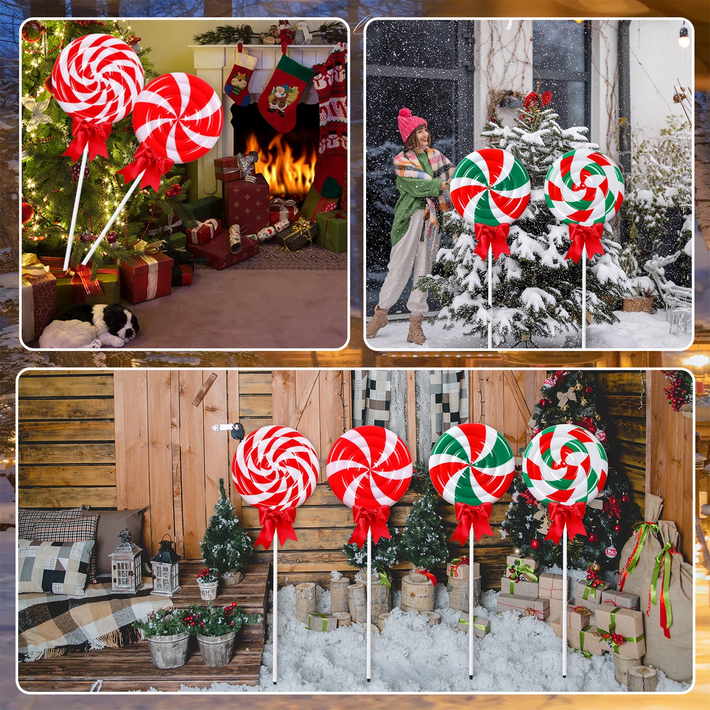 4 Pcs Large Lollipop Christmas Pathway Lights