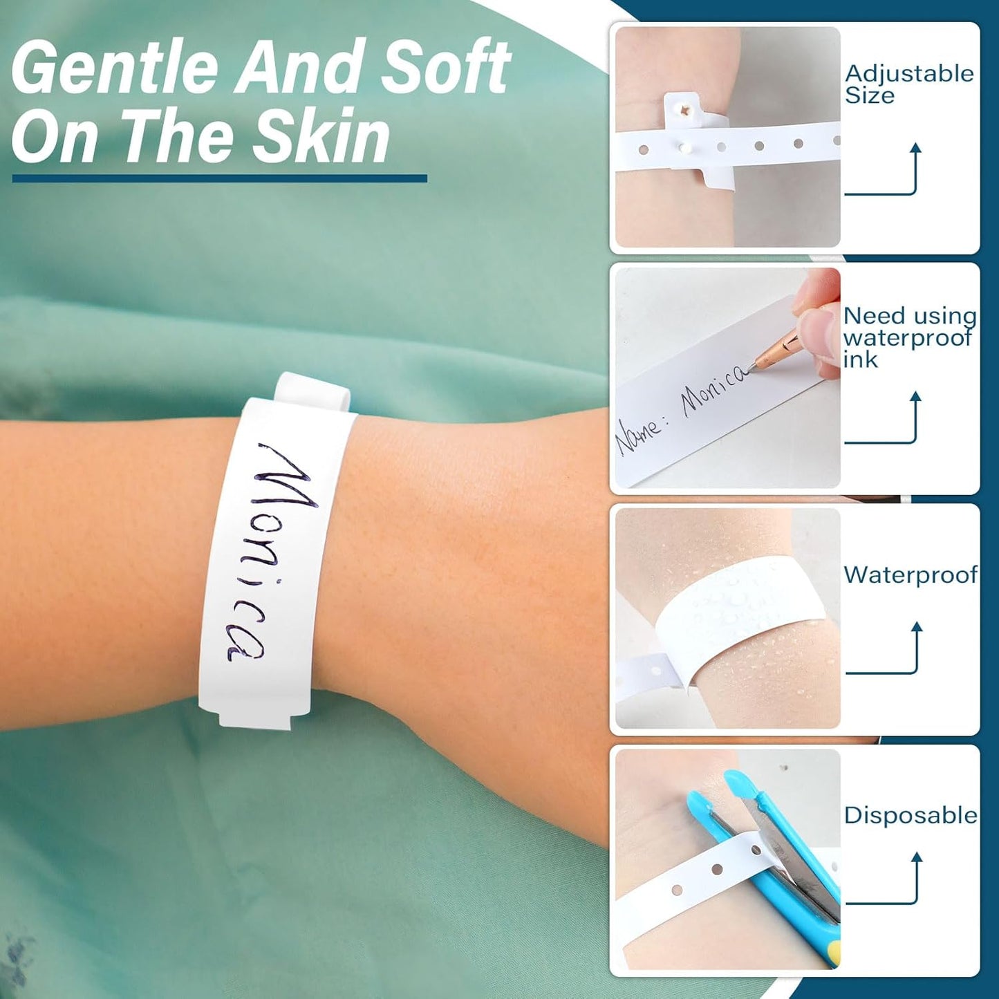 White Plastic Wristbands for Hospita