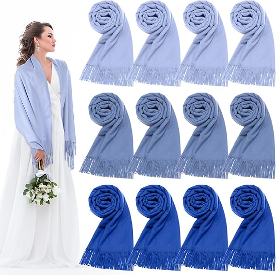 12 Pack Wedding Pashmina Shawls Wraps